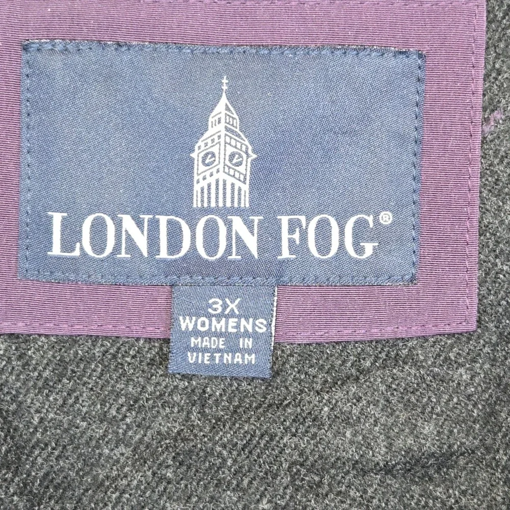 London Fog Womens 3X Purple Hooded‎ Zip Up Jacket Water Resistant Lined Warm - Picture 5 of 7
